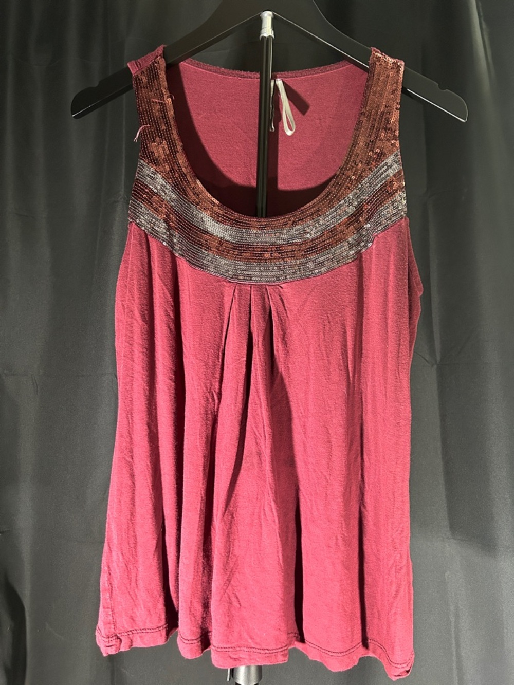 Kische Beaded Scoop Tank in Rose Pink
